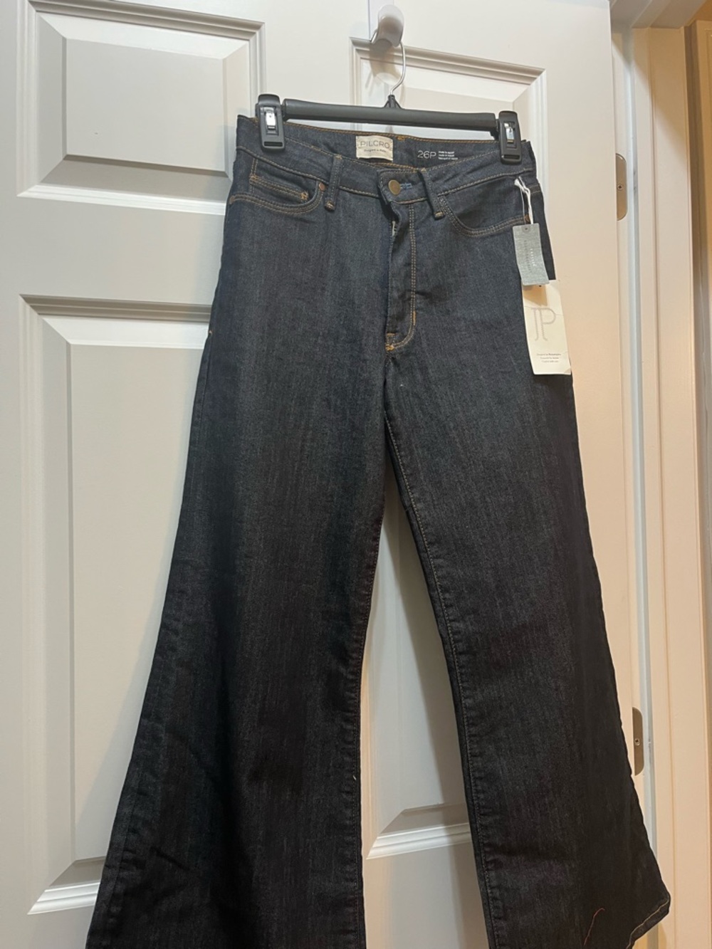 Pilcro Wide Leg High-Rise Jeans in Dark Indigo